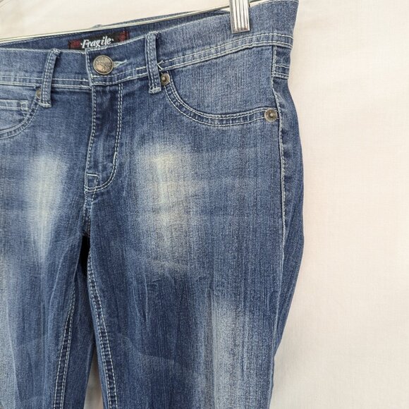 Fragile Handle with Care Junior Blue Light Distress Med Wash Jeans Size 7 - Picture 3 of 10